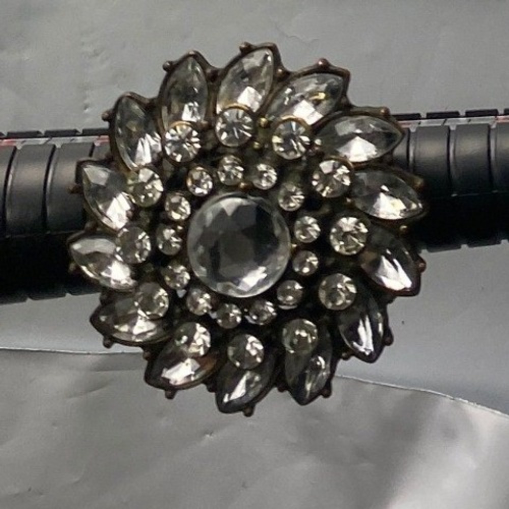 Sparkling Flower Statement Ring Crystal Rhineston… - image 1